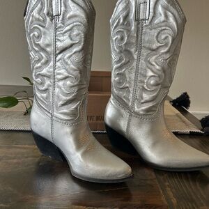Steve Madden Silver Heeled Boots